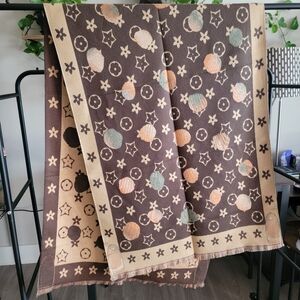 Brown and Beige Patterned Scarf